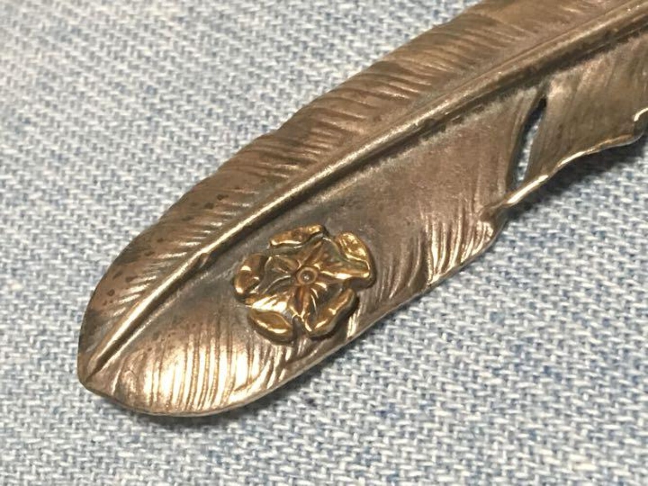 Goro's Feather Old Extra Large Silver 18k Rose Gold Plated