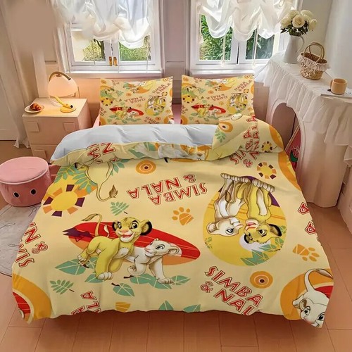 Cute Simba And Nala Bestie Friends The Lion King Fan Gift 3D Quilt Bedding Set