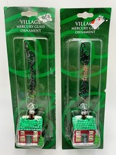 NEW Set Of 2 Vntg 2000 Department 56 Mercury Glass CABIN House Ornaments
