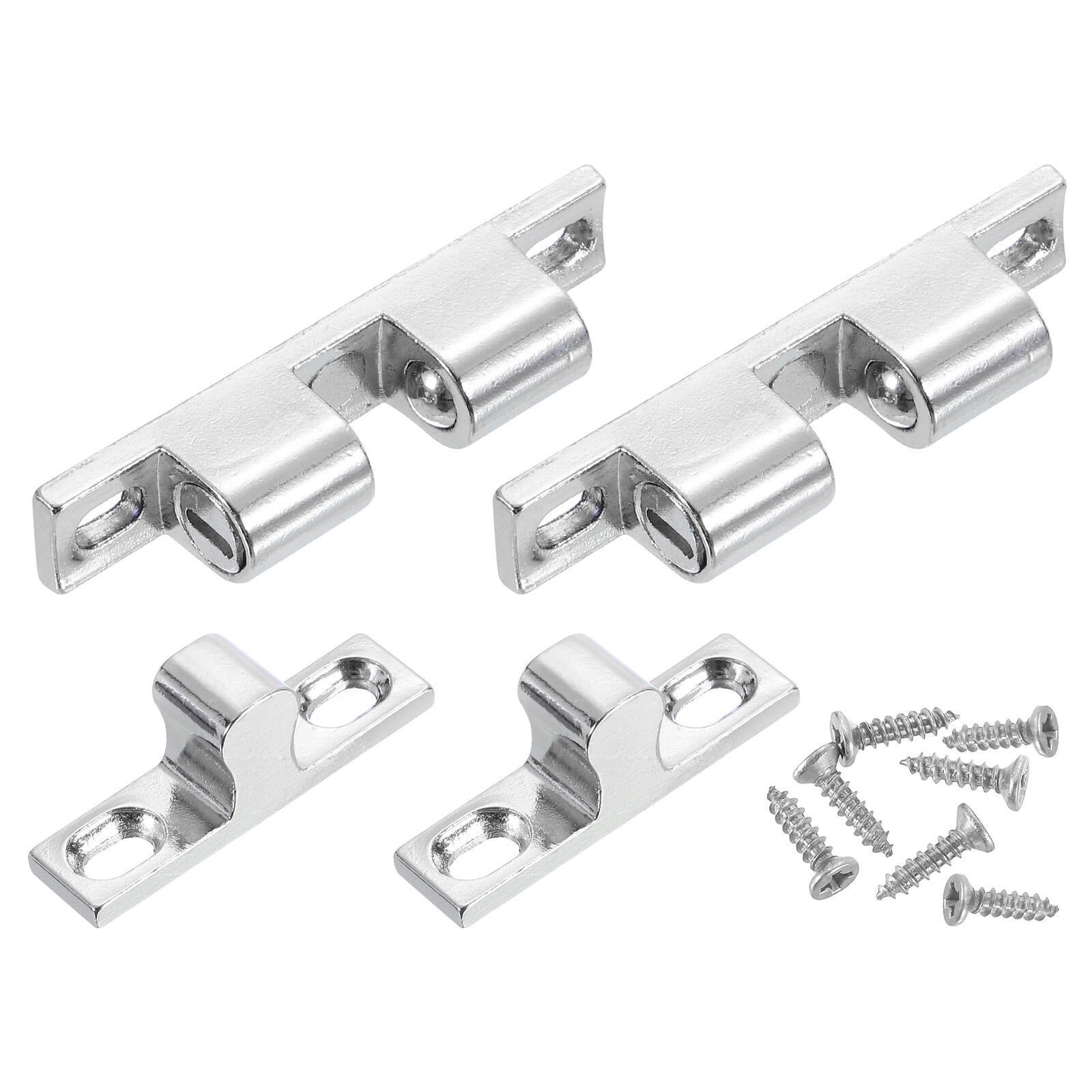 2Pcs Cabinet Latch Double Roller Catches for Cabinet Closet Door, Silver
