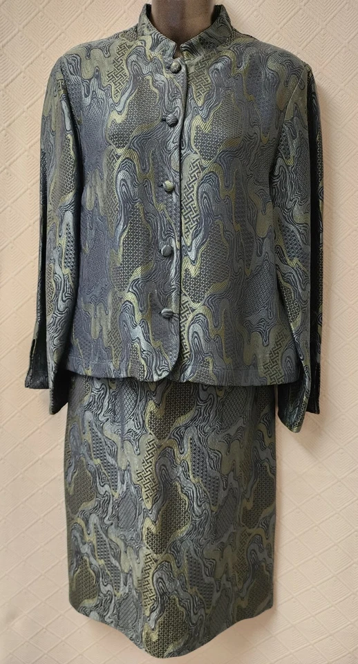 Citron Santa Monica S Two Piece Asian Inspired Silk Blend Jacket And Skirt - Image 2 of 4