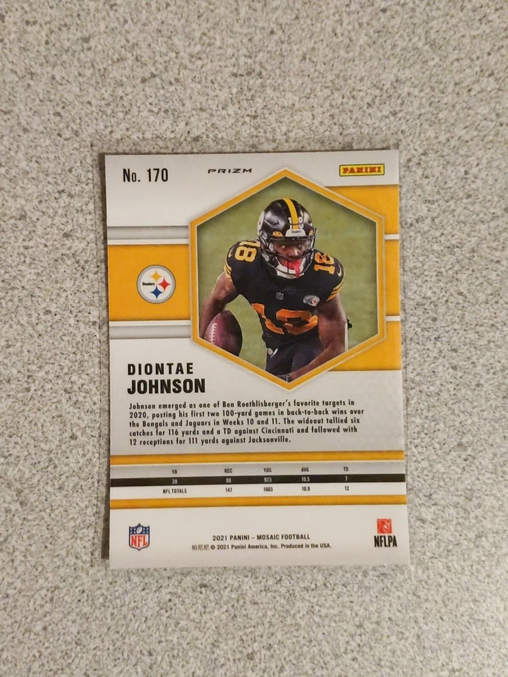 2021 Panini Mosaic NFL Diontae Johnson Pink Camo Prizm #170 Steelers - Image 2 of 2