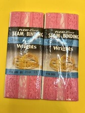 Vtg. 2 Packs Of Flexi-lace Seam Binding 116 305 Bright Pink NOS Made in USA
