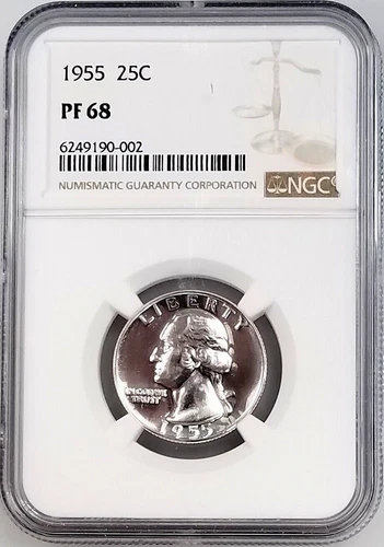 1955 Proof Washington Quarter certified PF 68 by NGC! 