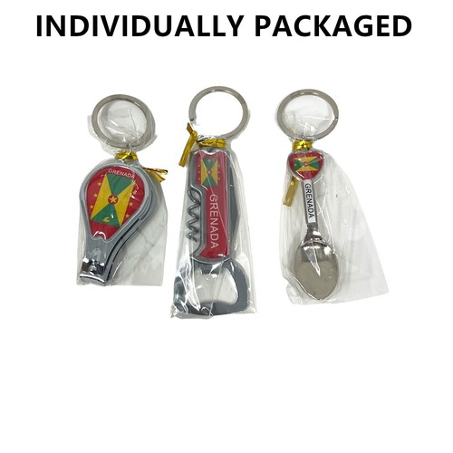 3 Pcs of Grenada Keychain Souvenirs bulk, Metal Ring, Grenadian Gift Bundle - Picture 5 of 6