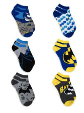 Batman Boys No Show Socks, 6-Pack Size S 4.5-8.5 or M 9-2.5 L 3-9 NWT