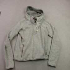 North Face Sweater Womens Small Long Sleeve Hooded Pullover Pockets 1/4 Button