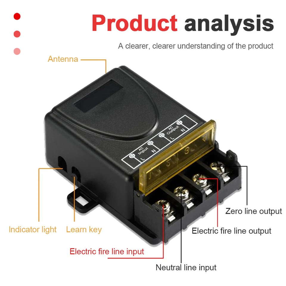 12V-48V 433Mhz Funk Empfänger Relais Schalter Funkfernsteuerung Mit 2 Funksender - Bild 4 von 4