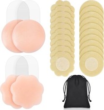 2 Pairs Silicone Breast Lift Reusable Pasties Petals with 20 2.5"