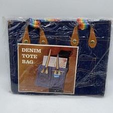 Vintage RETRO 1981 JSNY Denim Tote Bag w/ rainbow handles Item No. 7883 NOS