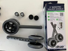 Pair of 500lb Drive Medical Heavy Duty Double 5" Bariatric Walker Wheels 10118SV
