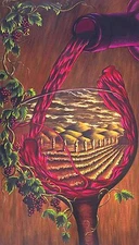 WINE GLASS Painting Vineyard Artwork Signed Stretched Canvas Print