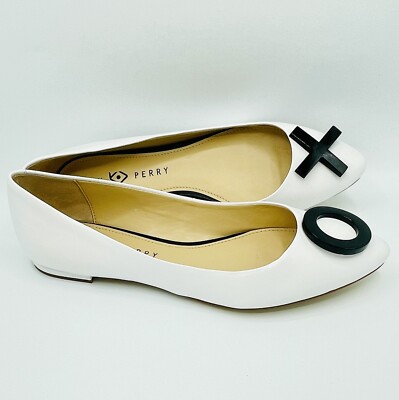 KATY PERRY HARRA NAPPA BALLERINA LEATHER WHITE FLAT SHOES UK8 EU41 UK