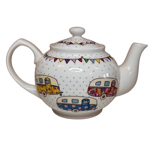 Queens Churchill Pottery Caravan Trail Teapot & Tea Plate Festival Caravans - Picture 3 of 10