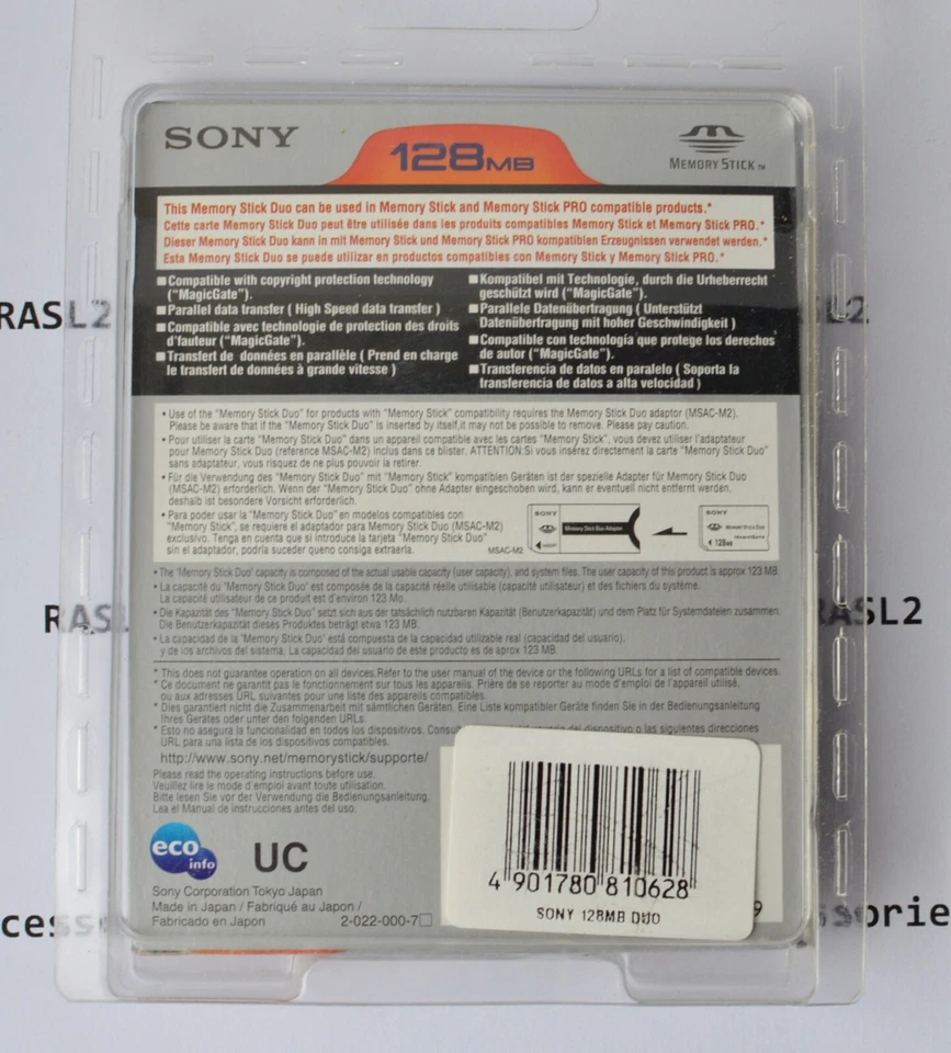 Genuine SONY MSH-M128a Memory Stick Duo 128 MB Memory Card + MSAC-M2 Adaptor - Image 3 of 3