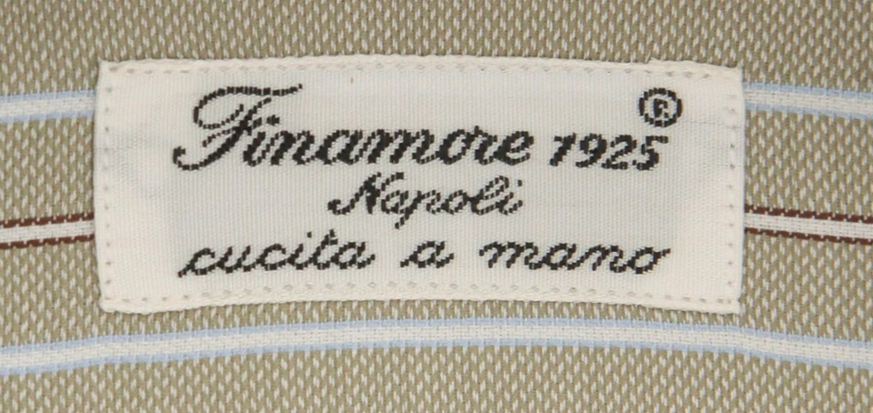 Camisa a Rayas Beige Finamore Napoli - Extra Delgada - (2018022318) Foto 4 de 4