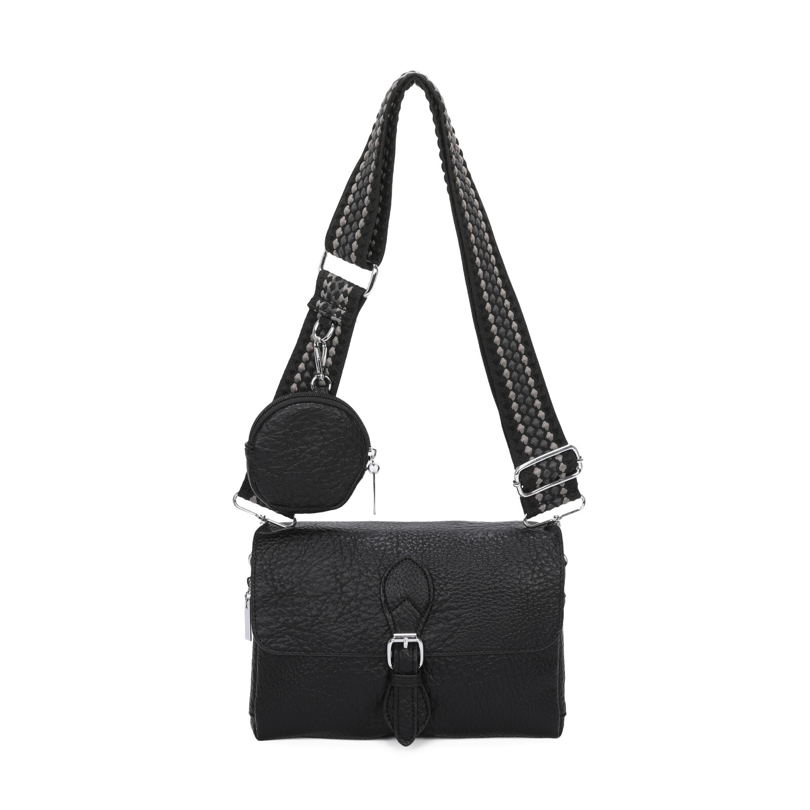 Detached Wide Crossbody Coin Pouch Strap Ladies Flap Buckle Shoulder