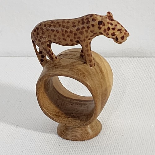 12 Hand Carved Kenya Wooden Napkin Rings Footed Safari Wildlife Animals Tribal - Picture 5 of 21
