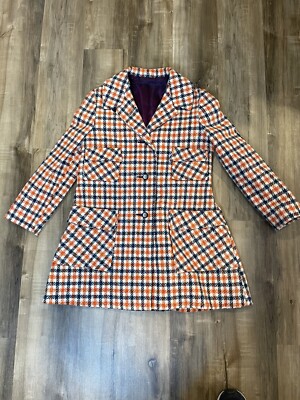Girls Vintage Dress Coat Mod Plaid Sz 10/12 (?) Cute | eBay