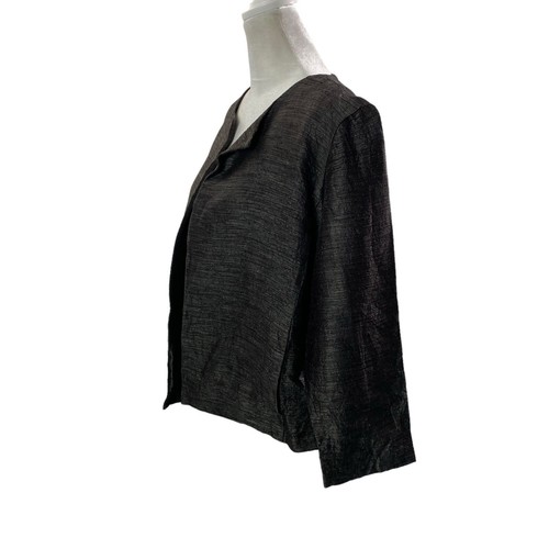 Blazer corto donna Eileen Fisher taglia M nero misto seta manica 3/4 lusso - Foto 11 di 11