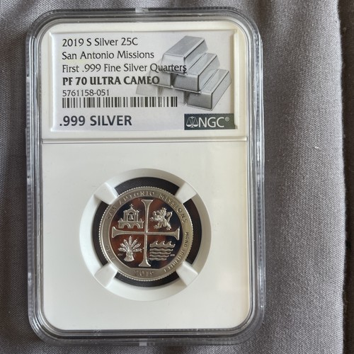 2019 S Silber 0,25 $ San Antonio �� Missions Proof 70 Ultra Cameo Graded By Ngc