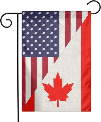 Half Canada Half and American Flag Canadian Combo Usa Flax Nylon Burlap Linen Fa