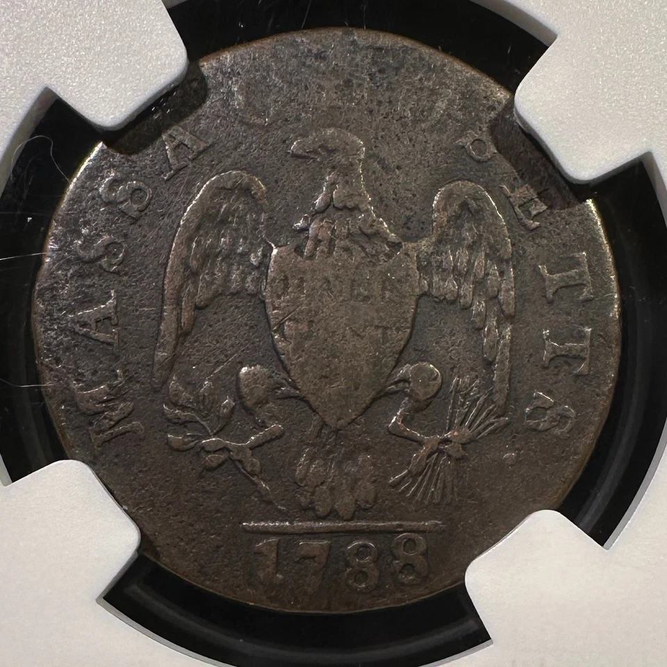 1788 Massachusetts Half Cent 1/2C Scarce Colonial Type NGC VF Details - Image 2 of 3