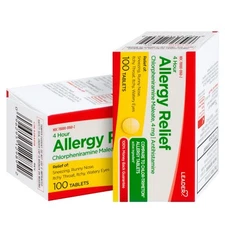 Leader Allergy Relief Antihistamine 4 mg Tablets Last Up To 4 Hour 100 Ct 2 Pack