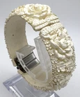 Vintage Molded Celluloid clamper Bracelet cuff Floral motif Art Deco Jewelry
