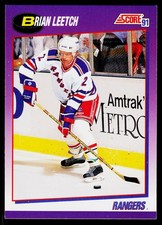Brian Leetch, 1991-92 Score American, #5, New York Rangers,