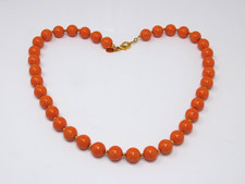 Vintage JOAN RIVERS Orange Marbled Bead Necklace 21.5