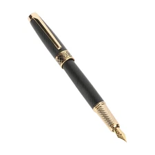Fancy Black Fountain Pens with Real 24K Gold Trim, Luxury Pen with 24K Gilded