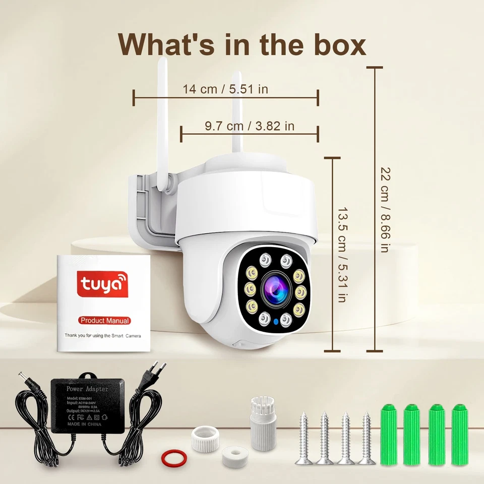 PTZ WiFi Outdoor Security Camera AI Tracking Monitor 3MP HD CCTV Camera System - Image 2 of 4