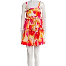 Mini Vestido Farm Rio Para Mujer XS Multicolor Tropical Ojales Verano Boho Brasil