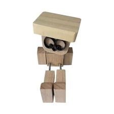 Shaking Wooden Man Figurine Shaking Feet Wooden Doll Car Decoration US