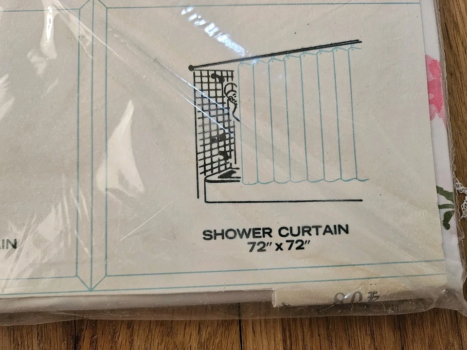 Juego de cortinas de ventana de ducha de baño de vinilo Belmont vintage NOS flor de trébol rosa Foto 3 de 4