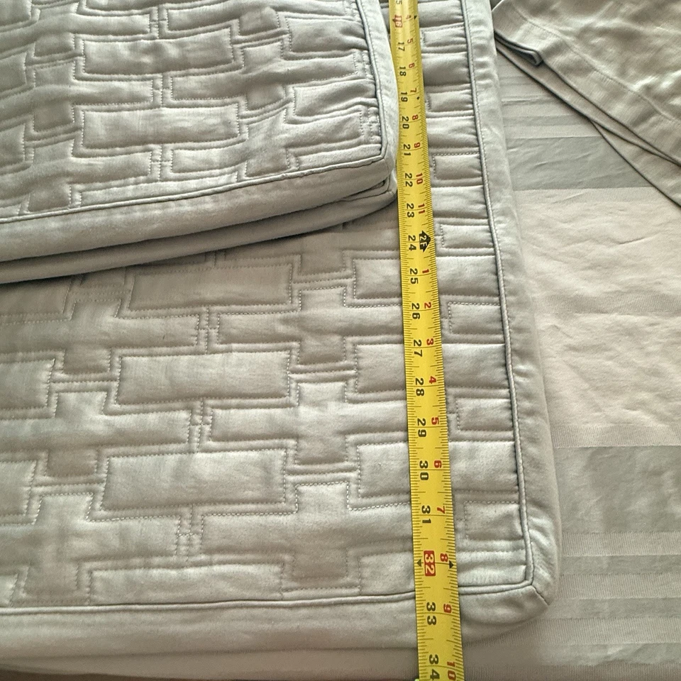 7Pc Hotel Collection Satin Stripe KING Duvet Cover SET Skirt, Euro+Quilted Shams - Image 4 of 4