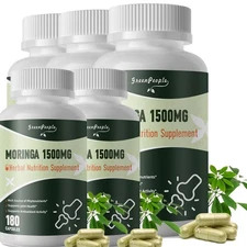 180-900 Capsules Moringa Oleifera Leaf Powder 1500mg - Organic Herbal Extract