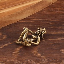 Brass Cute Girl Collectible Figurine Creative Desktop Mini Home Decor Statue
