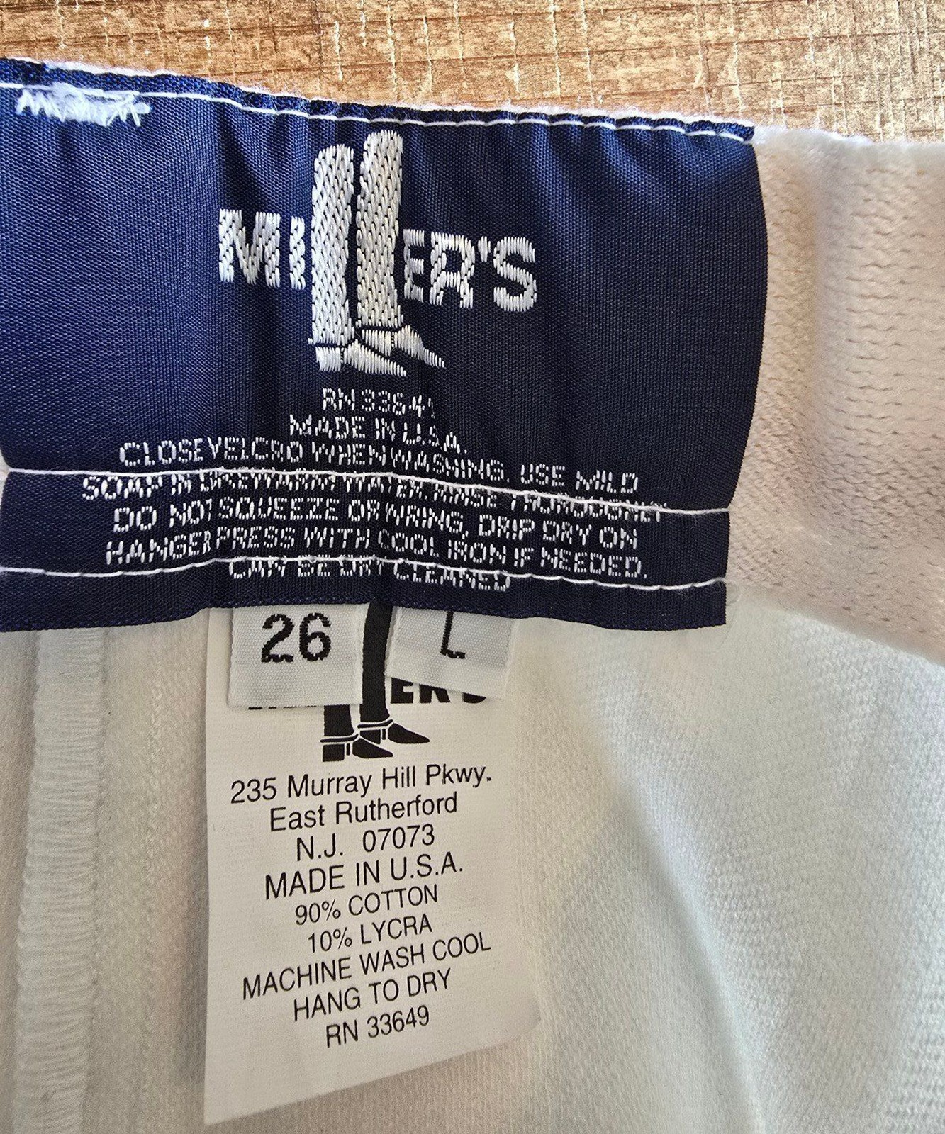 Miller riding/ equestrian white pants size 26 made in USA