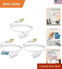 Extension Cord 3ft Power Cable Indoor 16 AWG for Lights and Decor 3 Pack