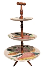 Vintage Japan MCM Ironstone Royal Sealy 3 Tier Hostess Server Set W/Original Box