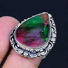 Multi Fire Labradorite 925 Silver Plated Handmade Ring of US Size 7