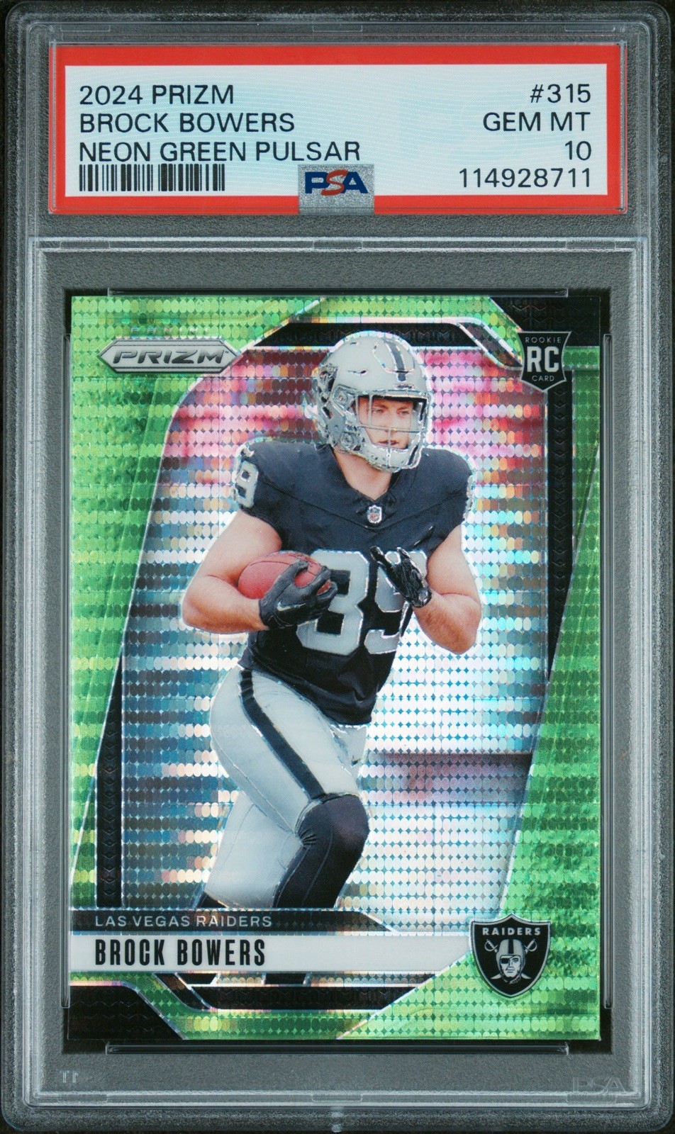 Brock Bowers Panini Prizm #315 Neon Green Pulsar