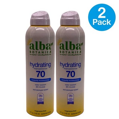 Alba Botanica Hydrating SPF 70 Sunscreen Spray 5 Oz 2 Pack New