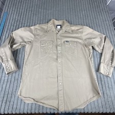 Wrangler Western Shirt Men's 17.5 x 36 Beige Pearl Snap Long Sleeve Cotton XL