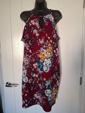 Unbranded Women's Dress Size 14-16 Floral Maroon Strap
