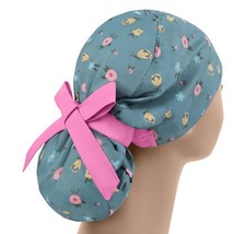 Scrub hats, nurse scrub cap, womens surgical hat, ponytail scrub cap flowers