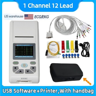 US Stock ECG90A Touch Screen  1 Channel 12-lead ECG/EKG Machine with Handbag