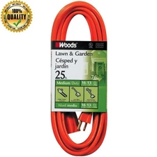 Outdoor Heavy Duty Extension Cord 25ft 16 Gauge Waterproof Electric Power Supply